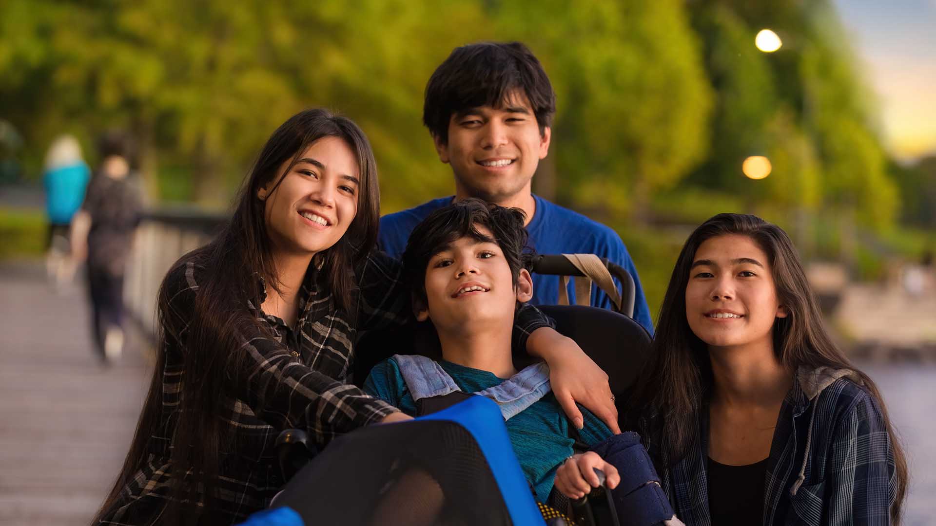 Older Siblings, Brother And Sisters, Surrounding Little Disabled